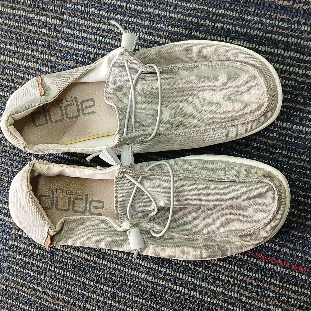 Hey Dude Wendy Linen Women's Size 9 Iron Gray Comfort Loafer Slip On Sneaker